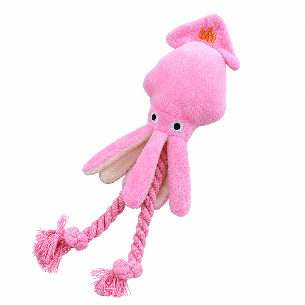 Squeaky Octopus Dog Toy with Cotton Rope Interactive Chew and Play Toy for Puppies - Pink