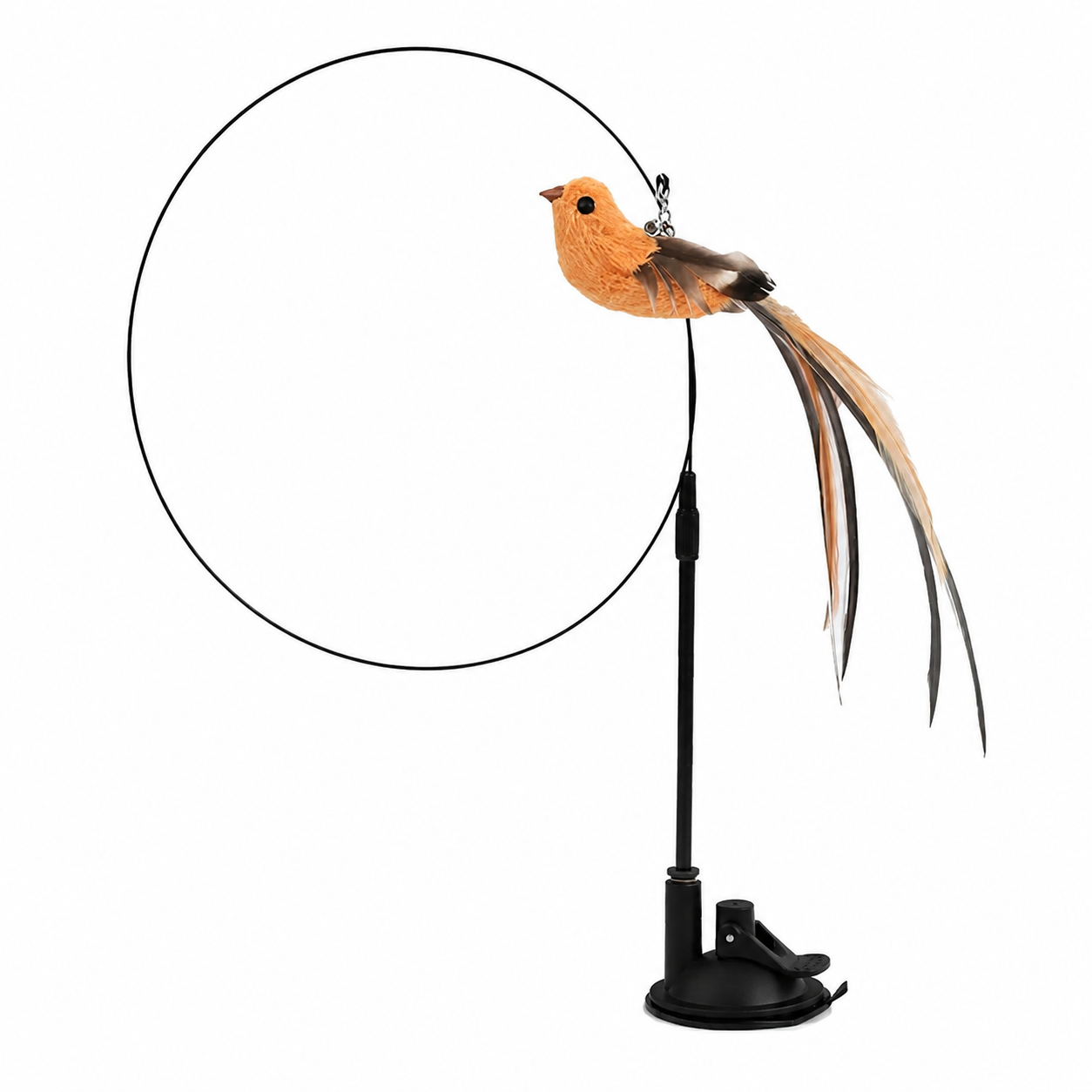 Simulated Bird Cat Toy with Suction Cup Interactive Feather Teaser Wand for Cats