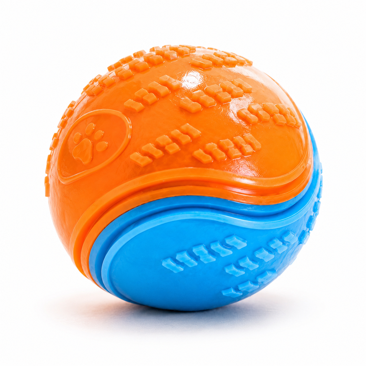 Silicone Dog Chew Ball Squeaky Teeth Cleaning Toy for Puppies and Dogs - Orange Blue