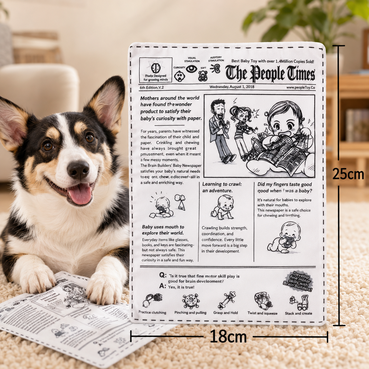 Interactive Newspaper Dog Toy with Squeaker Plush Play Toy for Small and Medium Dogs