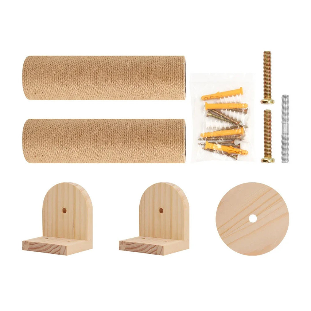 Wall Mounted Cat Scratching Post Wooden Climbing Furniture for Large and Small Cats 73CM