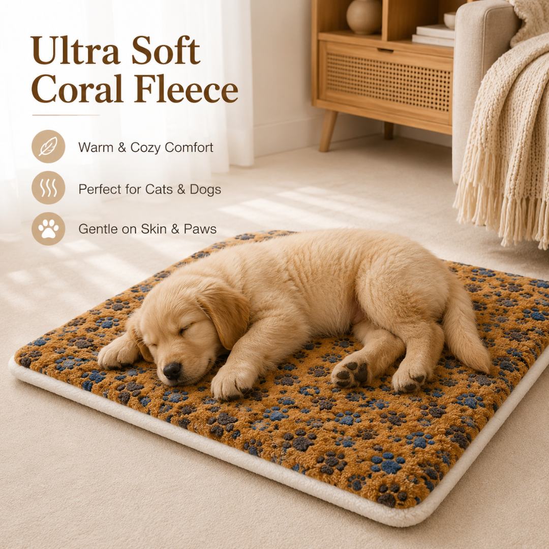 Washable Plush Pet Rug Cushion Mat for Small and Large Dogs - Brown