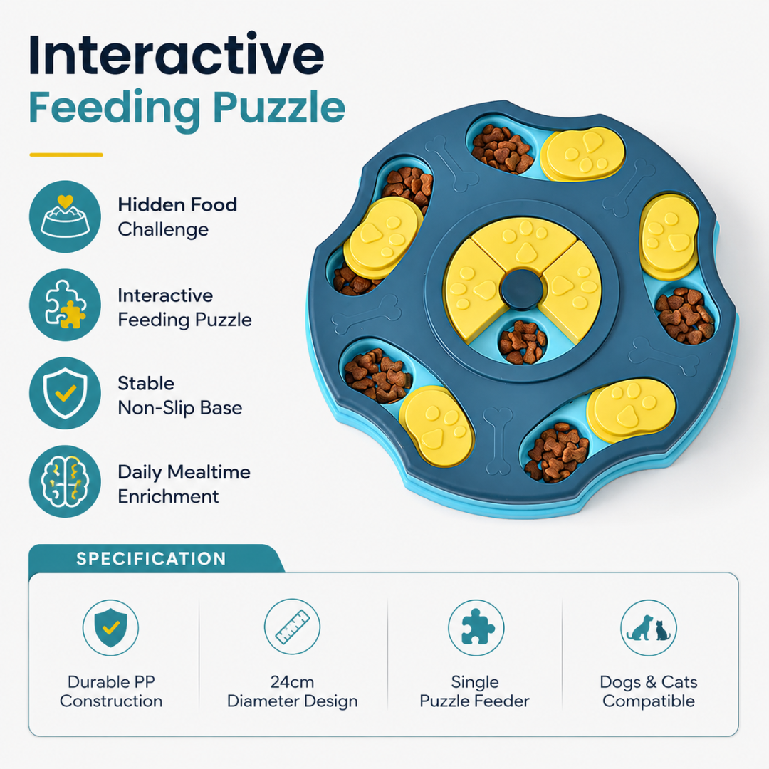 Interactive Dog Slow Feeder Puzzle Bowl Non Slip Food Dispenser for Dogs and Cats - Green