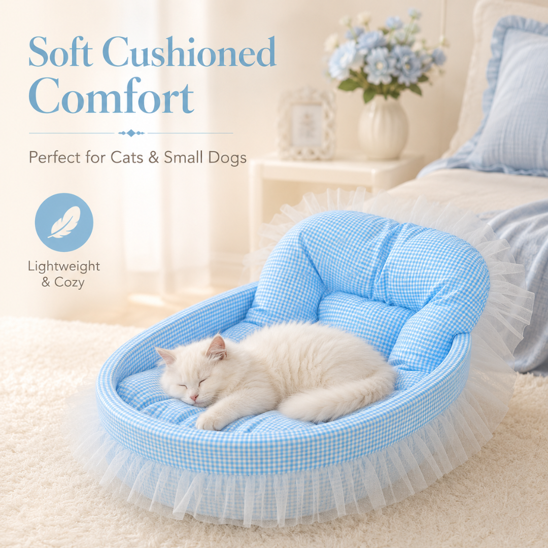 Round Pet Nest Cushion Bed Lightweight Indoor Mat for Cats and Dogs - Blue