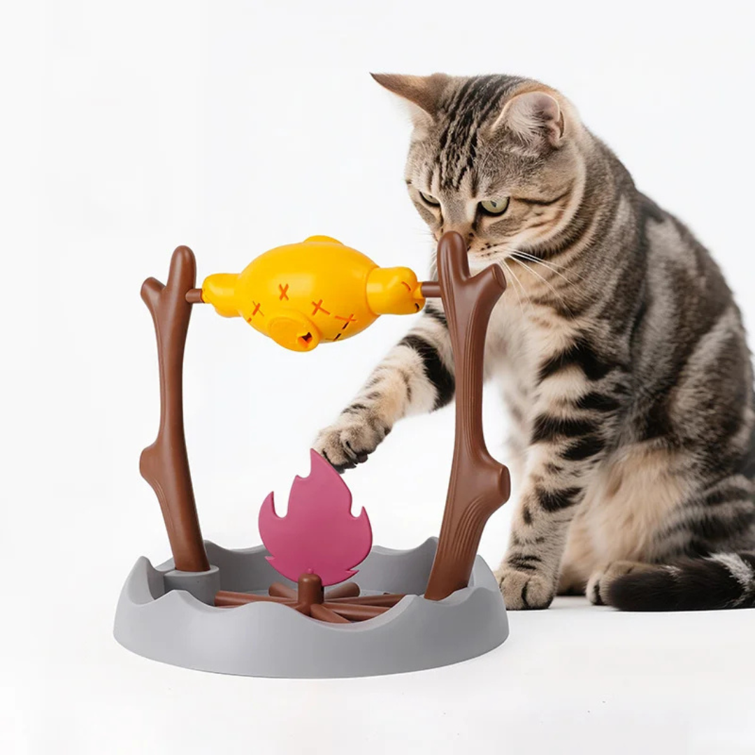 Interactive Pet Treat Dispenser Toy with 360 Degree Rotating Food Puzzle Design