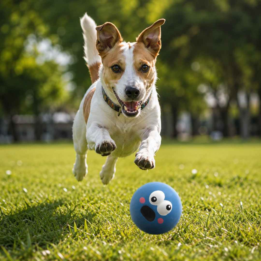 Squeaky Rubber Dog Ball Bite Resistant Chew Toy for Interactive Play - Blue