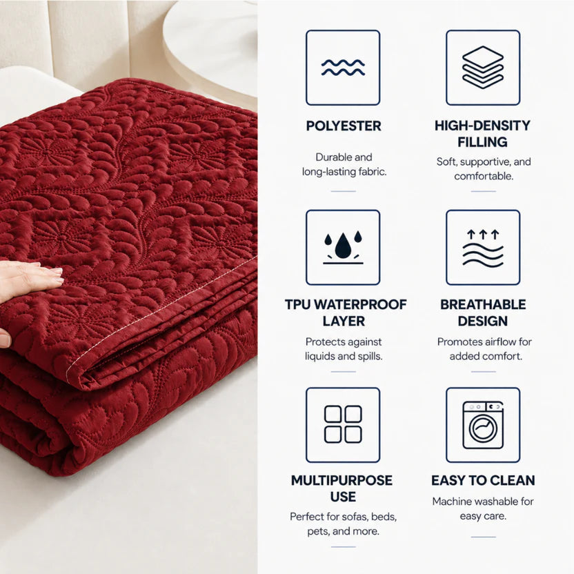 Multi-Purpose Pet Mat Waterproof Non-Slip Cover for Couch, Floor and Car - Red