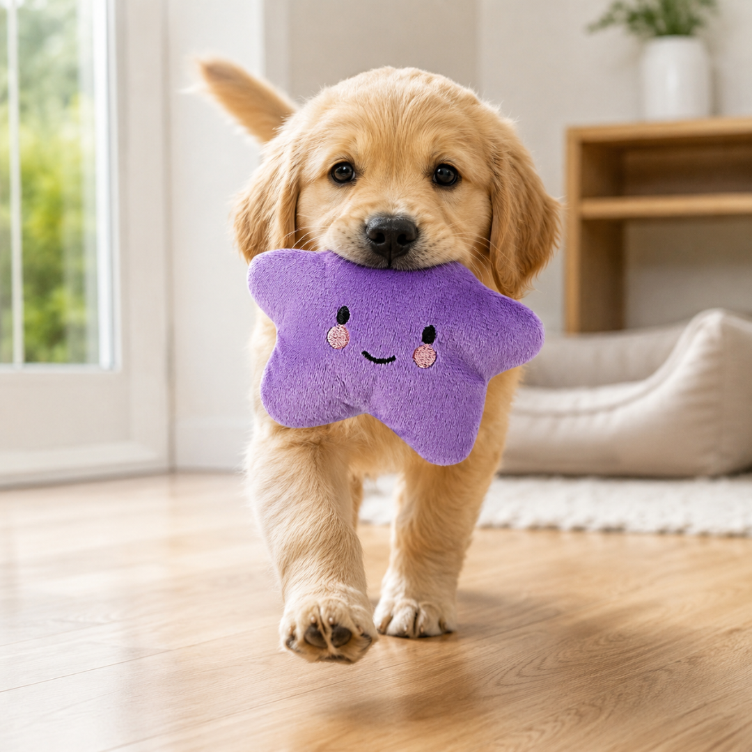 Plush Star Squeaky Pet Toy Soft Chew Toy for Dogs and Cats - Purple