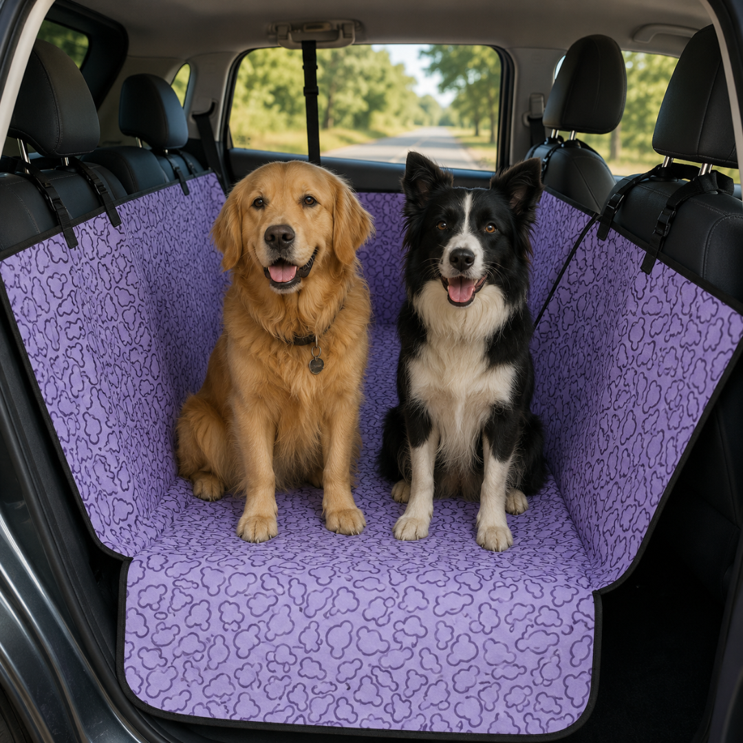 Waterproof Pet Travel Hammock Rear Seat Cover for Small Medium and Large Dogs - Purple