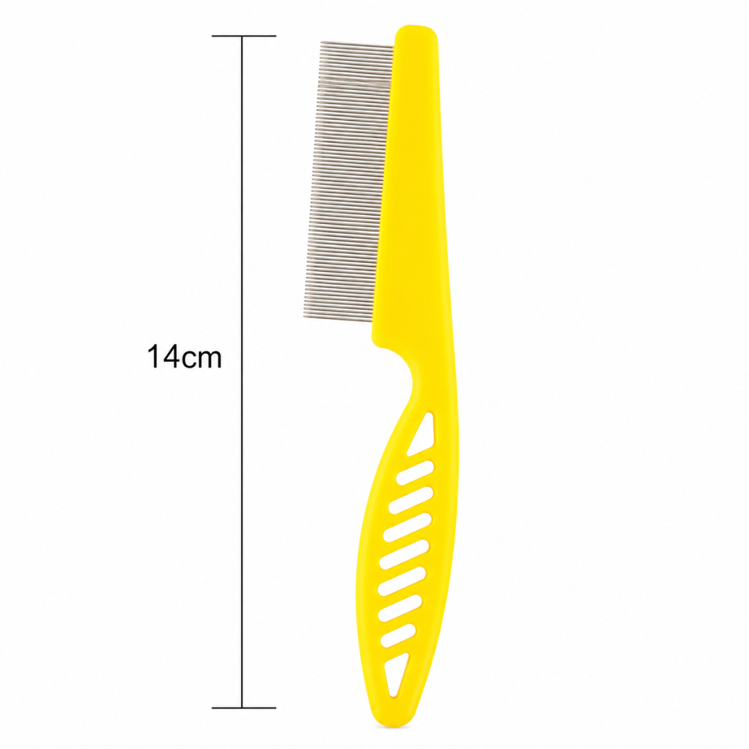 Portable Pet Hair Removal Comb with Comfortable Grip for Dogs and Cats - Yellow