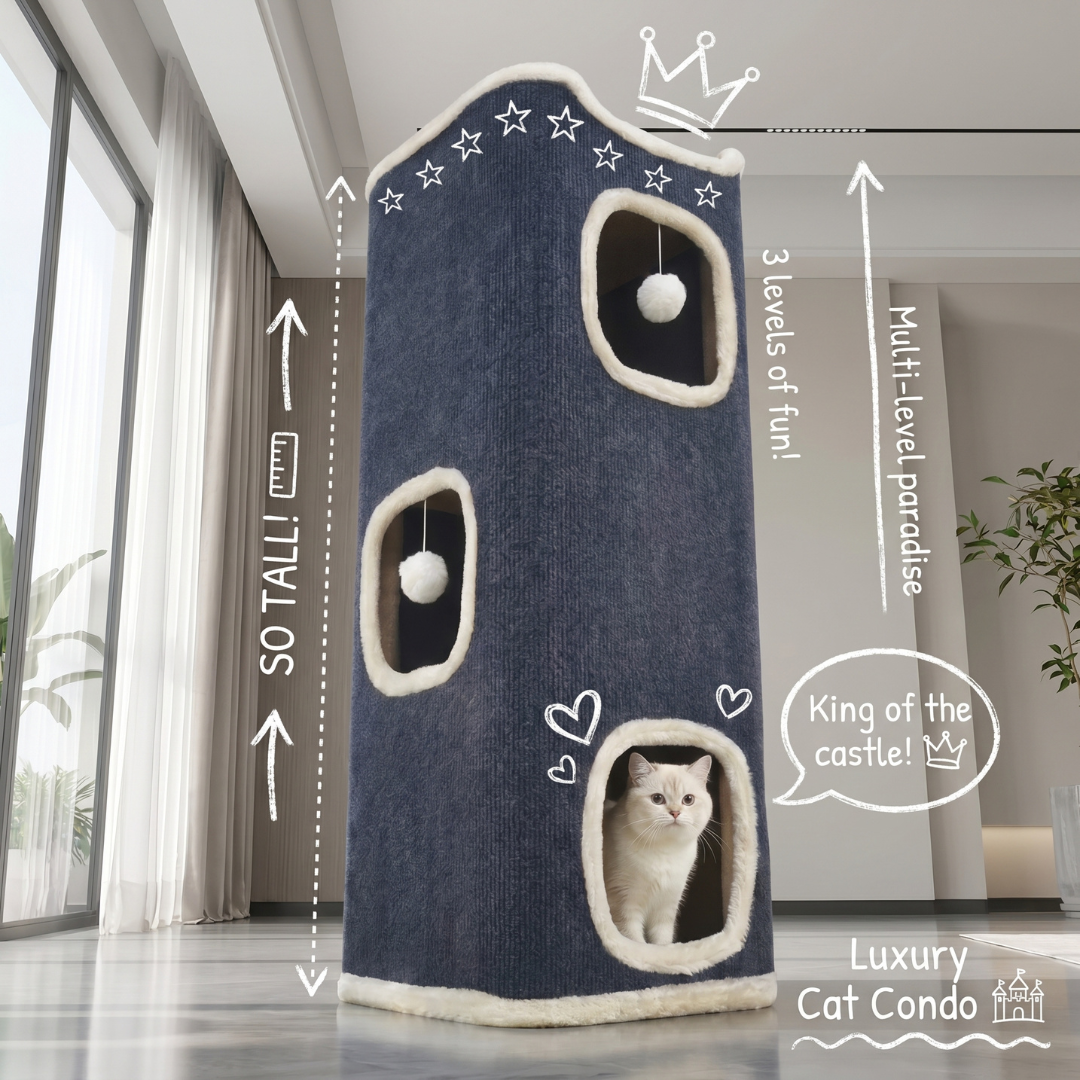 Multi-Level Cat House with Soft Mat Covered Pet Tent for Indoor Cats