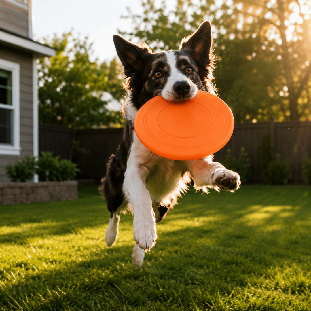 Floating Frisbee Dog Toy with Soft Grip Rubber Design for Outdoor Training - Orange