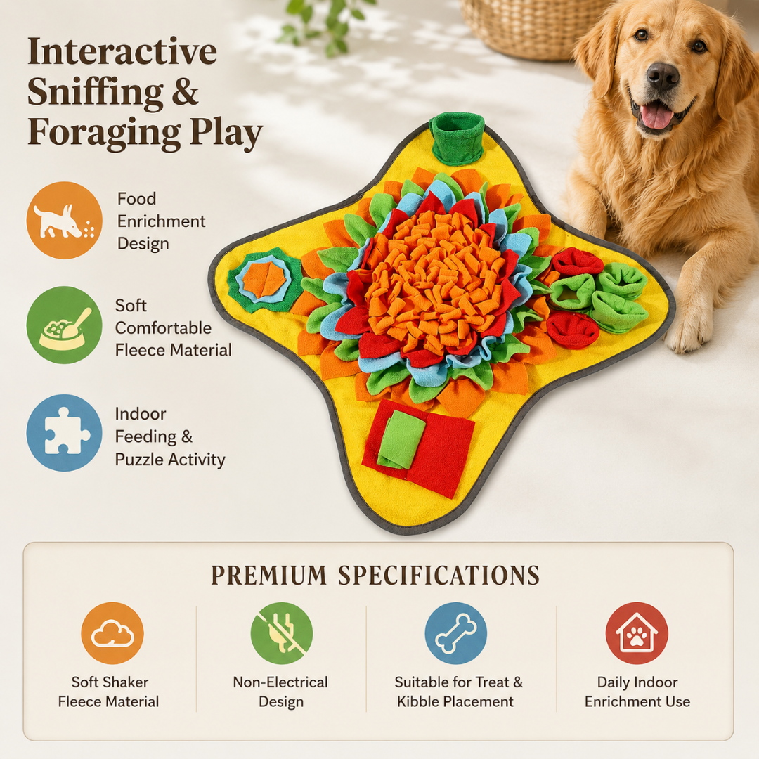 Interactive Dog Snuffle Mat Feeding Puzzle Toy for Indoor Enrichment and Foraging Play - Yellow