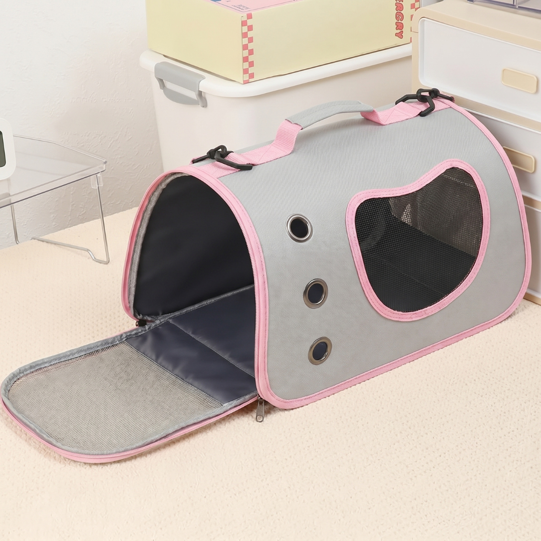 Portable Oxford Pet Carrier Bag Breathable Travel Bag for Small Dogs and Cats - Pink