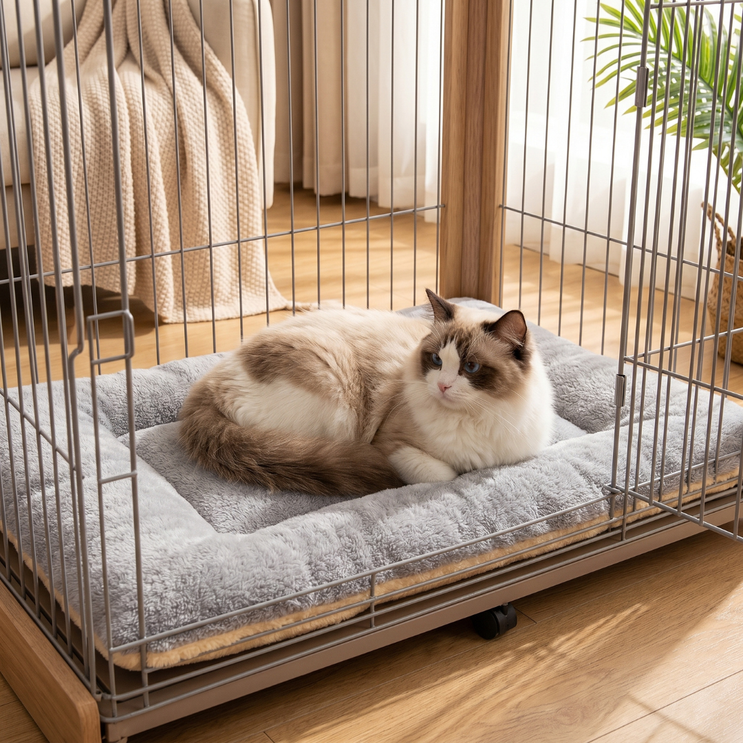 Plush Coral Fleece Pet Mat Lightweight Washable Blanket for Cats and Small Dogs - Grey