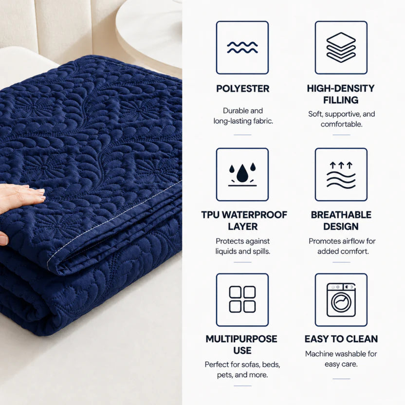 Non-Slip Waterproof Pet Cover Mat Furniture Protector for Cats and Dogs - Dark Blue