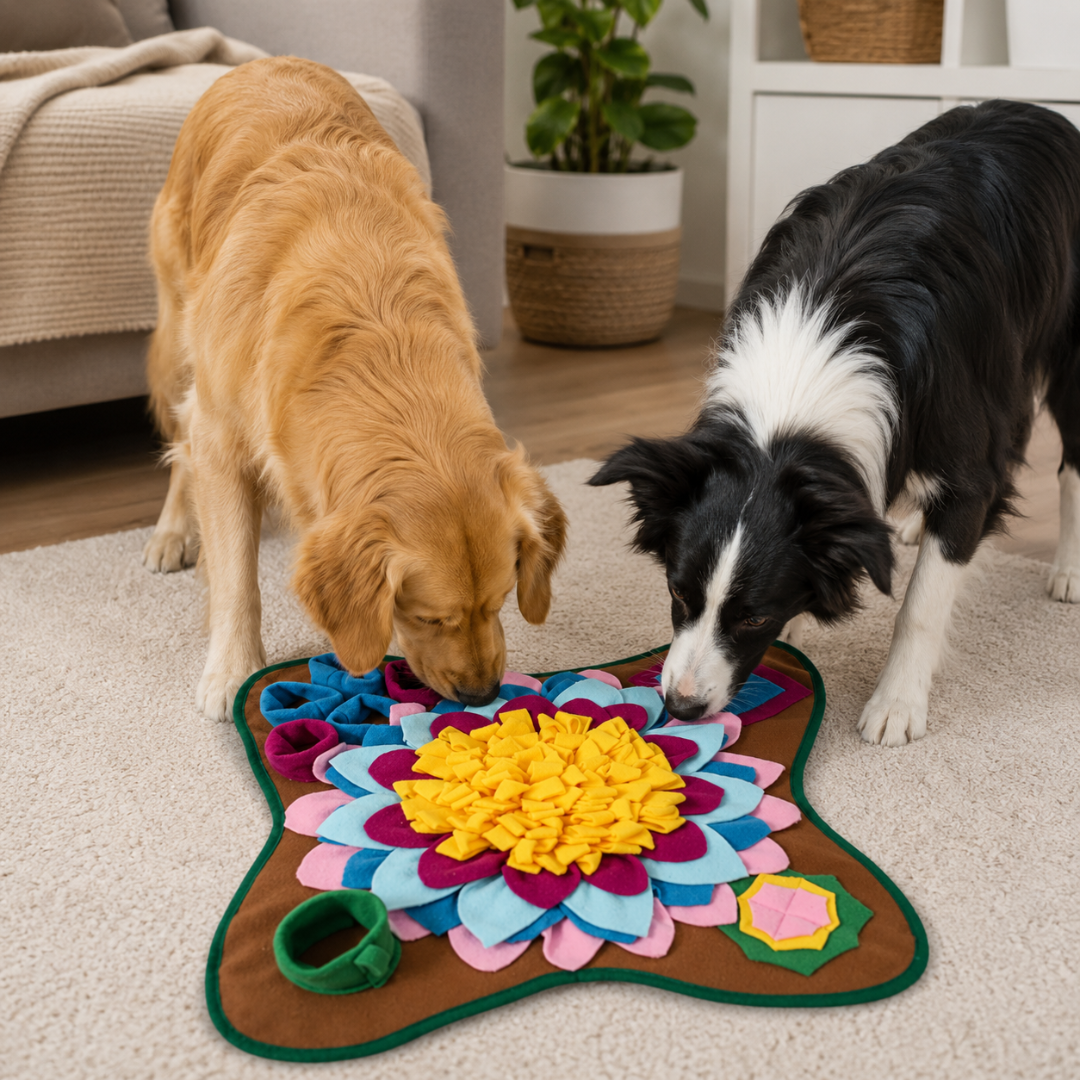 Foldable Dog Snuffle Mat Interactive Feeding Puzzle Toy for Dogs - Brown