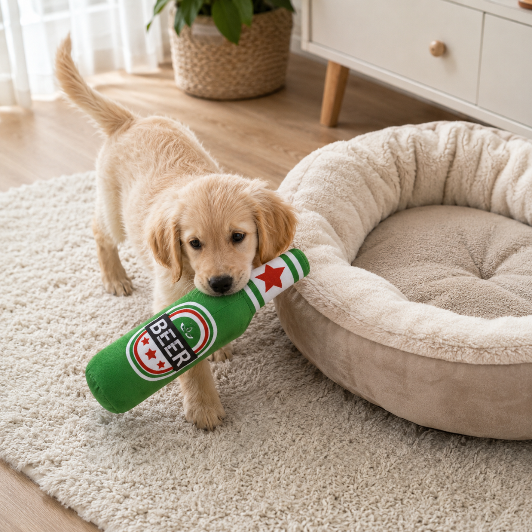 Beer Bottle Dog Toy Interactive Chew Toy for Small and Large Dogs