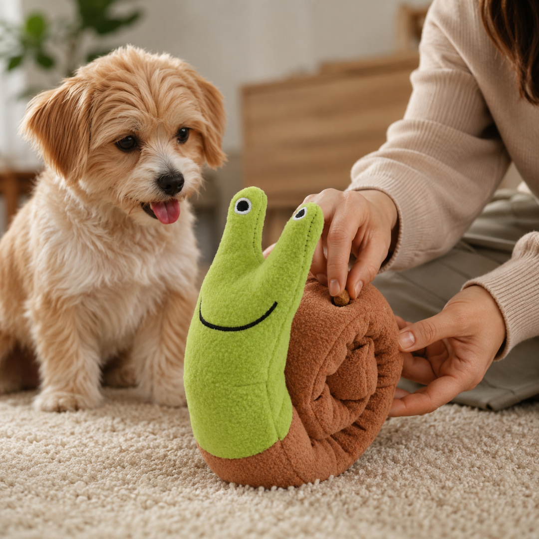 Plush Sniffing Puzzle Snail Toy for Dogs and Cats