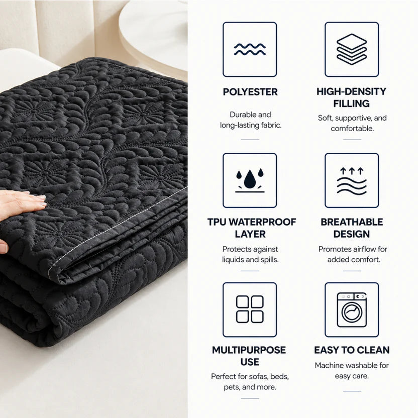 Waterproof Pet Blanket Non-Slip Furniture Cover Mat for Dogs and Cats - Black
