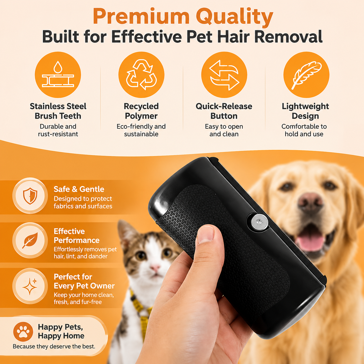 Multifunctional Pet Grooming Brush Dog Cat Deshedding Tool with Ergonomic Handle