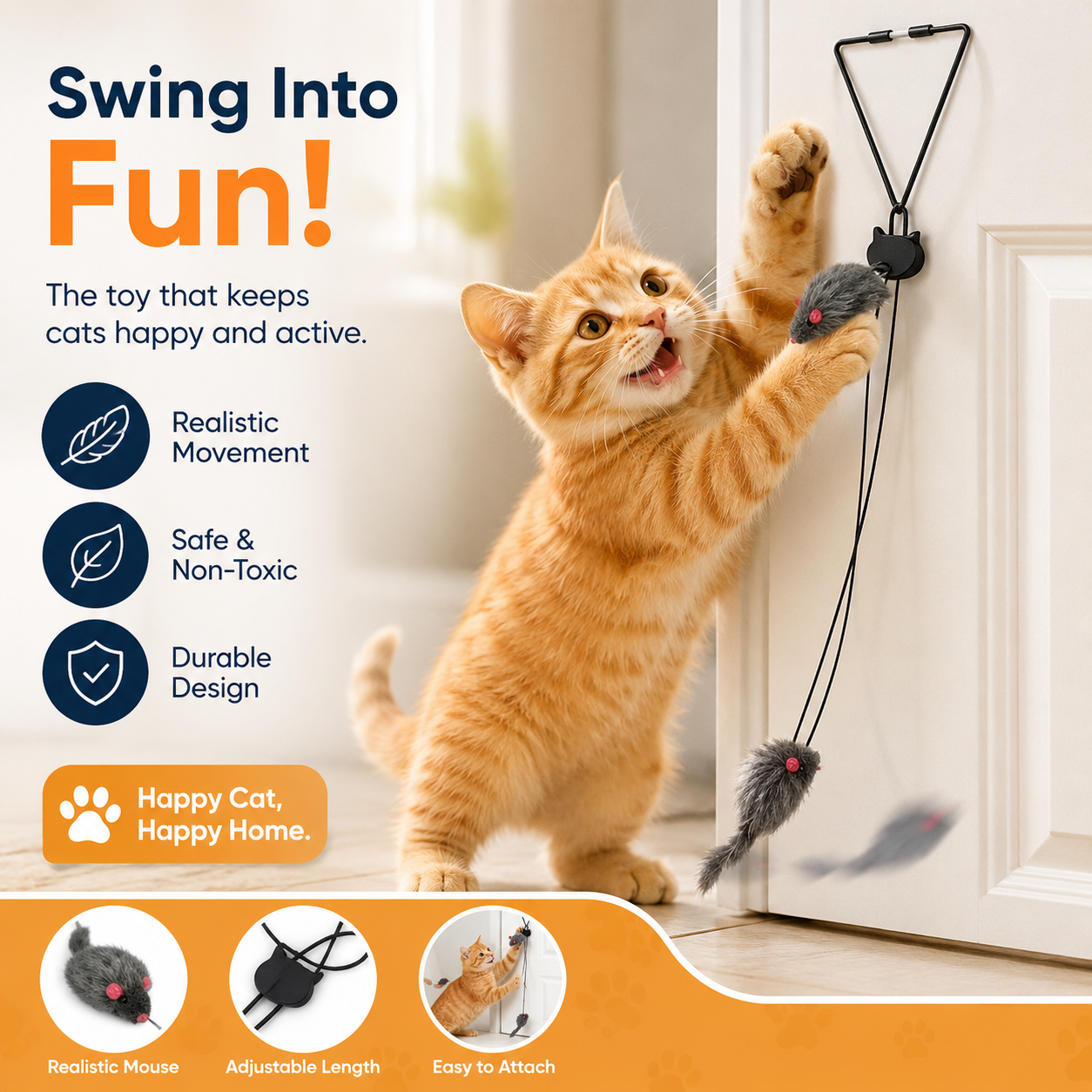 Rat Mouse Hanging Elastic Door Clip Interactive Kitten Toy