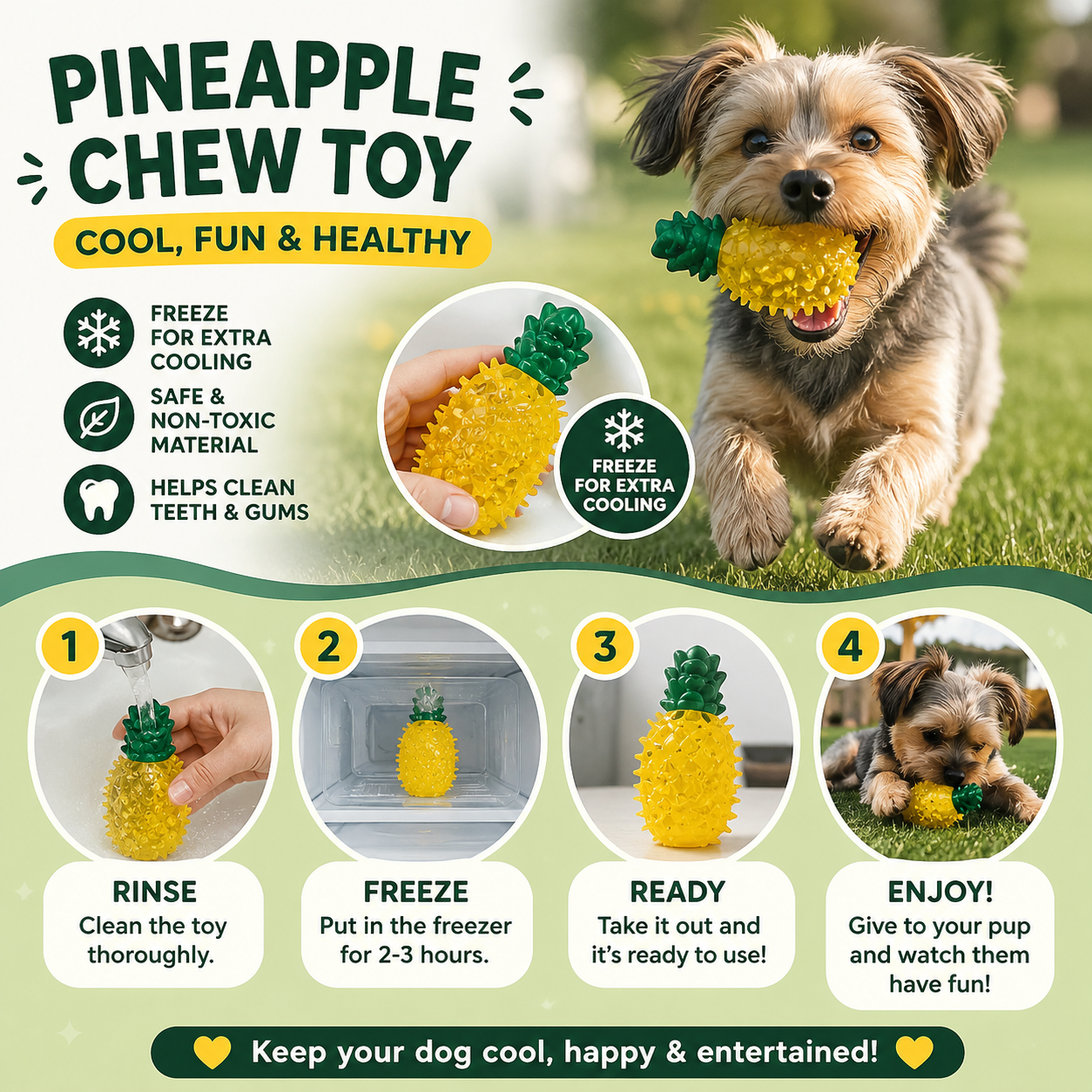 Freezable Pineapple Squeaky Interactive Pet Toy for Dogs