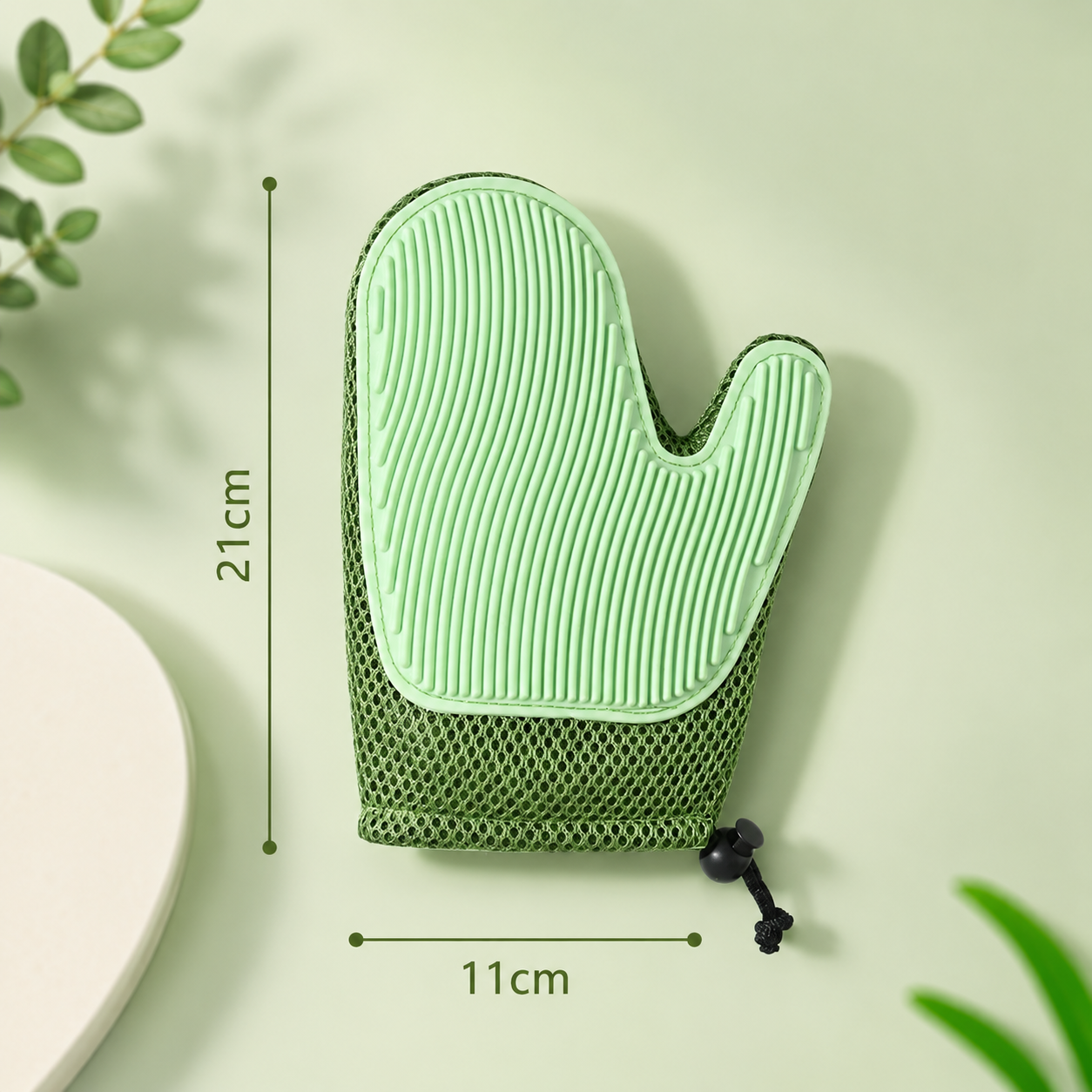 Pet Grooming Glove Double Sided Hair Remover and Massage Brush for Dogs and Cats - Green