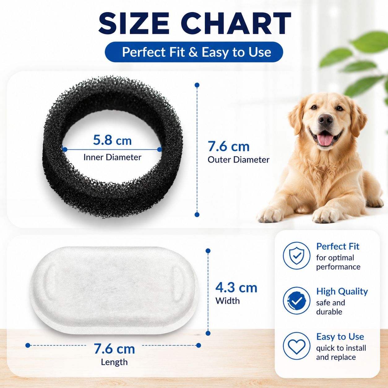 8 Pack Replacement Filters and Foam Sponges for Stainless Steel Pet Water Fountain