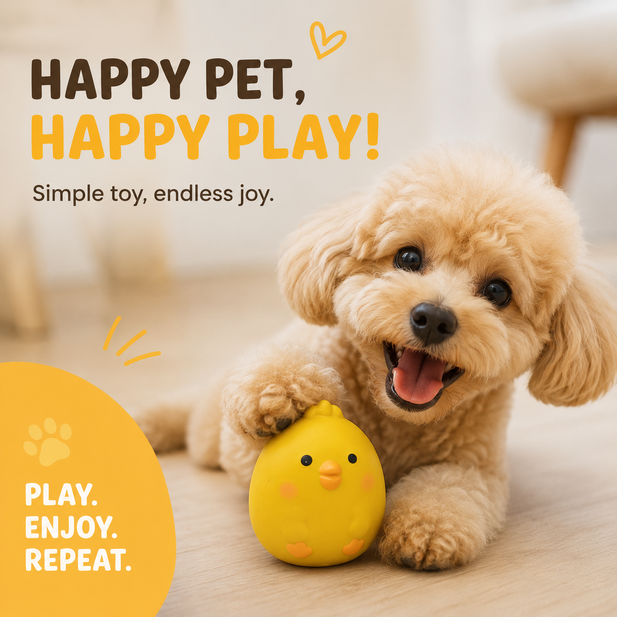 Squeaky Chicken Fun Rubber Pet Toy for Puppies and Dogs