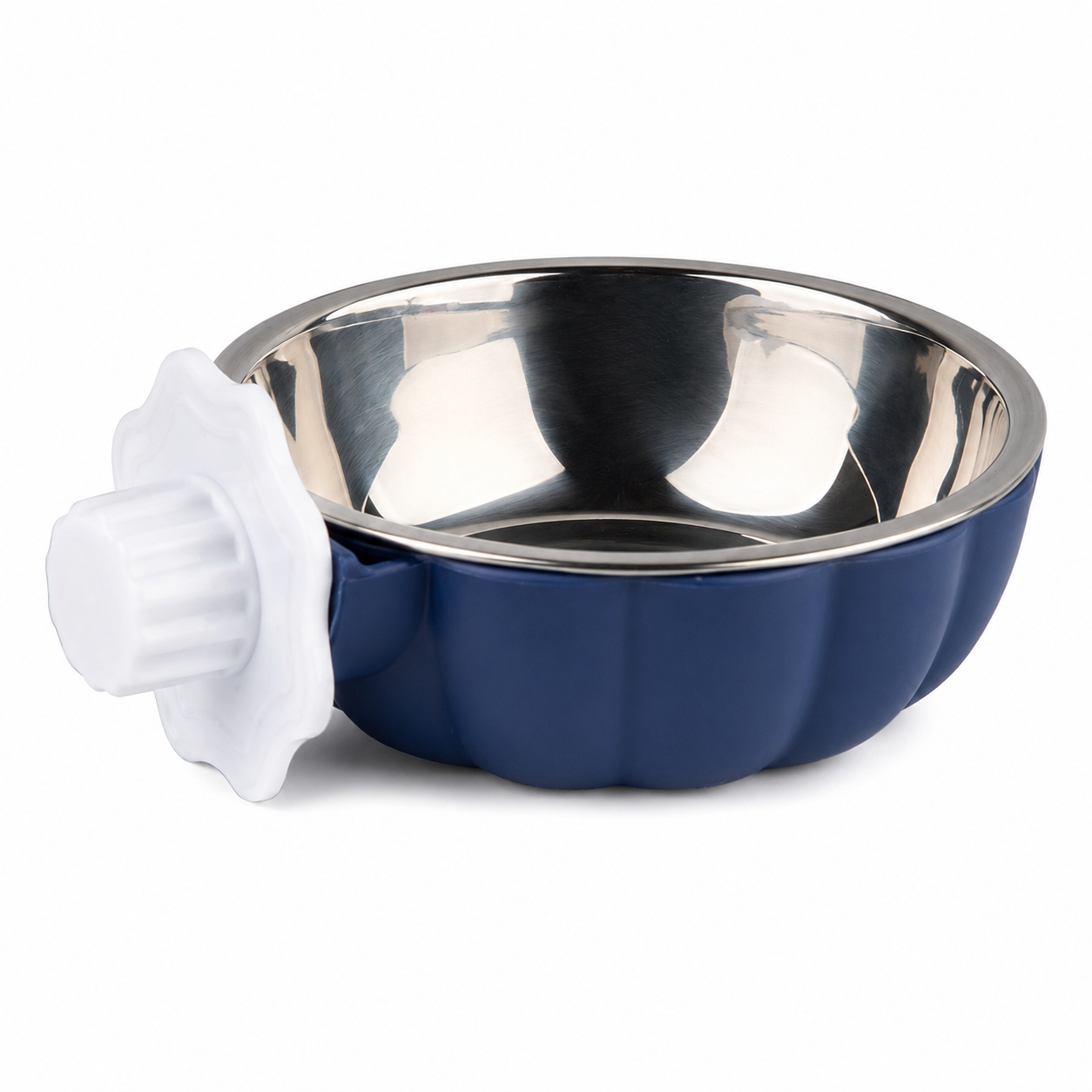 Pumpkin Shaped Hanging Pet Feeding Bowl Stainless Steel Food and Water Dish for Small Pets - Blue