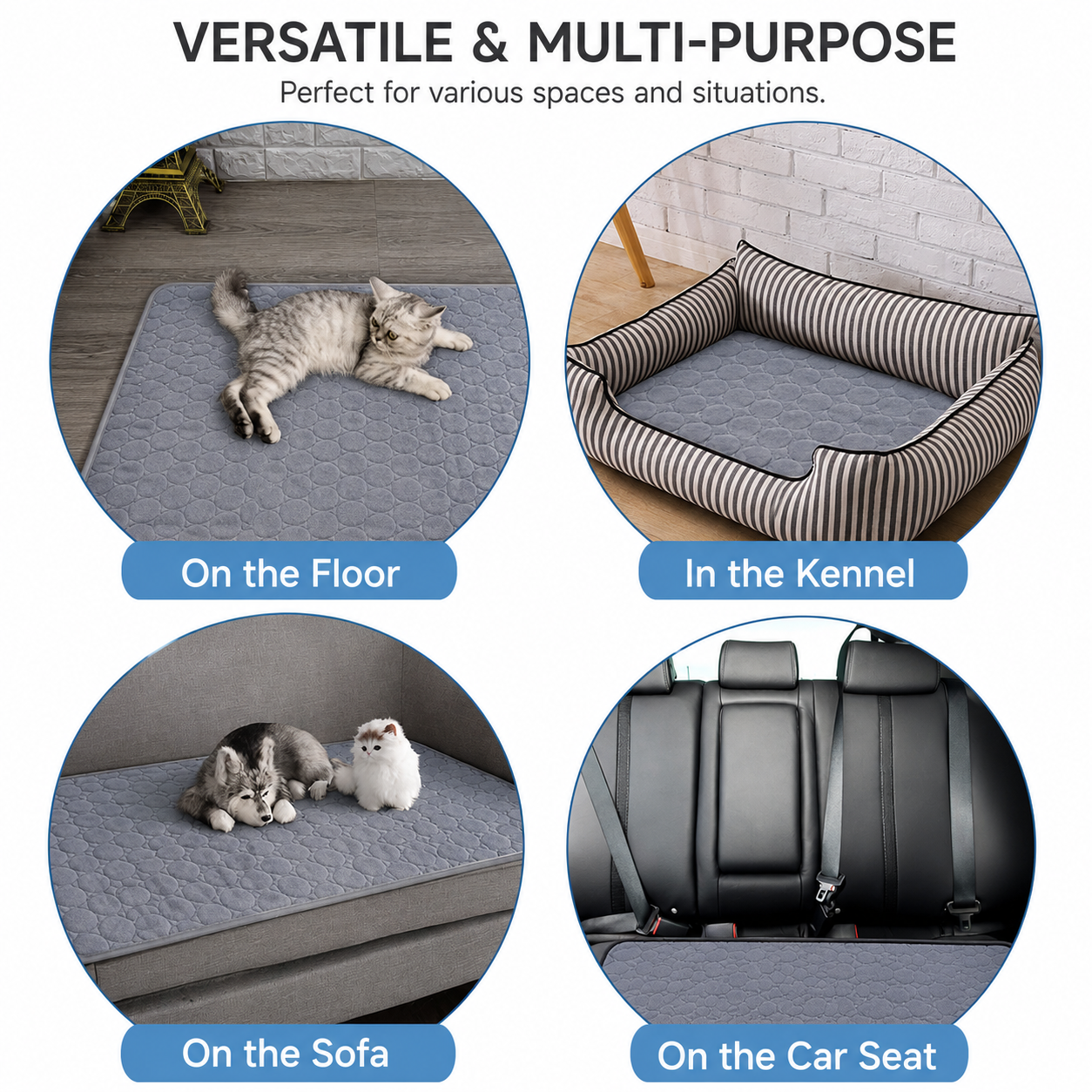 Waterproof Washable Pet Urine Mat Anti Slip Puppy Training Pad for Indoor Use - Grey