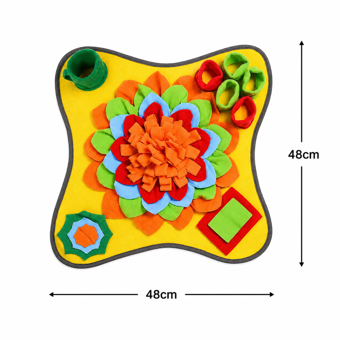Interactive Dog Snuffle Mat Feeding Puzzle Toy for Indoor Enrichment and Foraging Play - Yellow