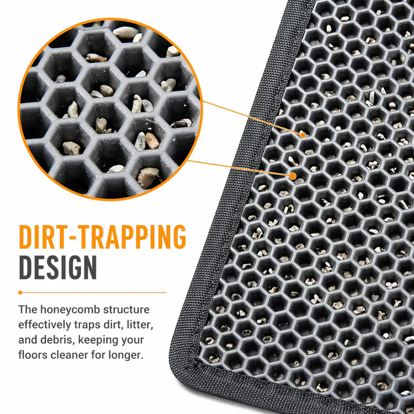 Waterproof Cat Litter Mat Double Layer Non Slip Pet Pad Easy Clean Design - Grey