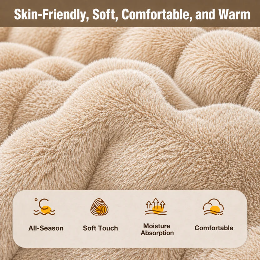 Plush Cushion Pet Mat Soft Bed for Cats and Small to Medium Dogs Machine Washable - Brown