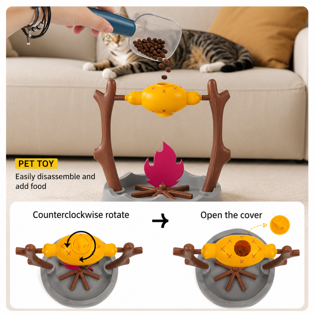 Interactive Pet Treat Dispenser Toy with 360 Degree Rotating Food Puzzle Design