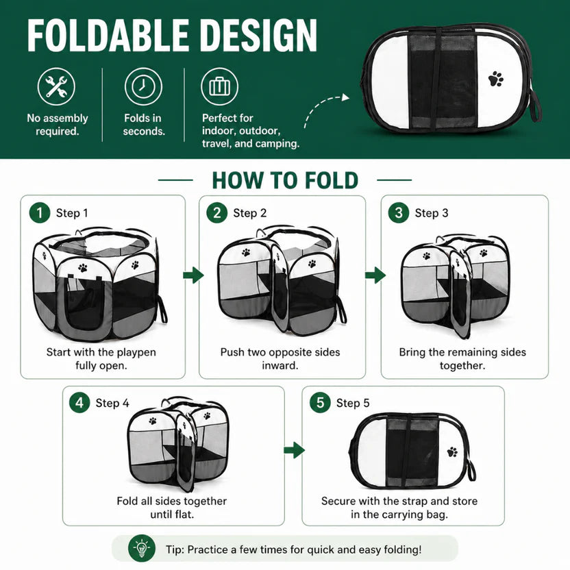 Foldable Pet Playpen Oxford Cloth Portable Pet Tent Fence for Cats and Small Dogs