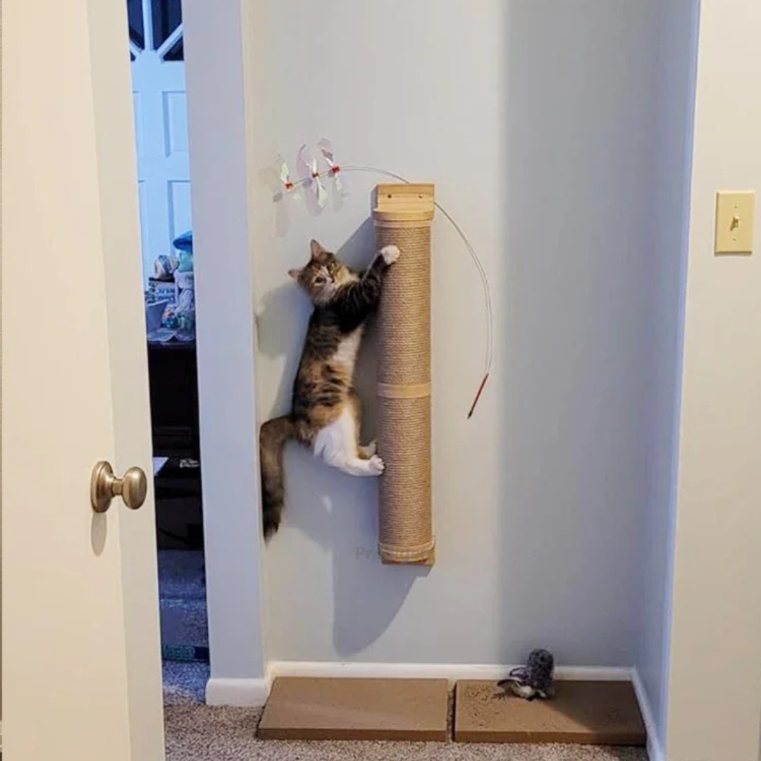 Wall Mounted Cat Scratching Post Wooden Climbing Furniture for Large and Small Cats 73CM
