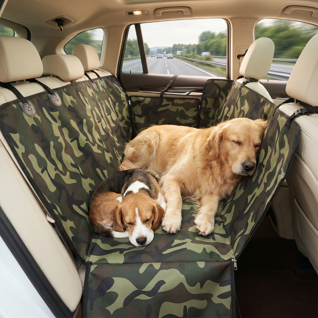 Waterproof Pet Travel Hammock Rear Seat Cover for Small Medium and Large Dogs - Camouflage