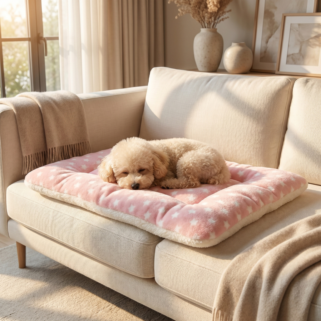 Plush Coral Fleece Pet Blanket Mat for Cats and Dogs Soft Washable Resting Pad - Pink