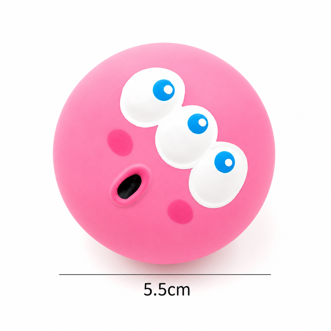 Squeaky Rubber Dog Ball Bite Resistant Chew Toy for Interactive Play - Pink