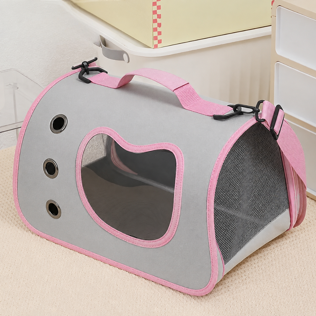 Portable Oxford Pet Carrier Bag Breathable Travel Bag for Small Dogs and Cats - Pink