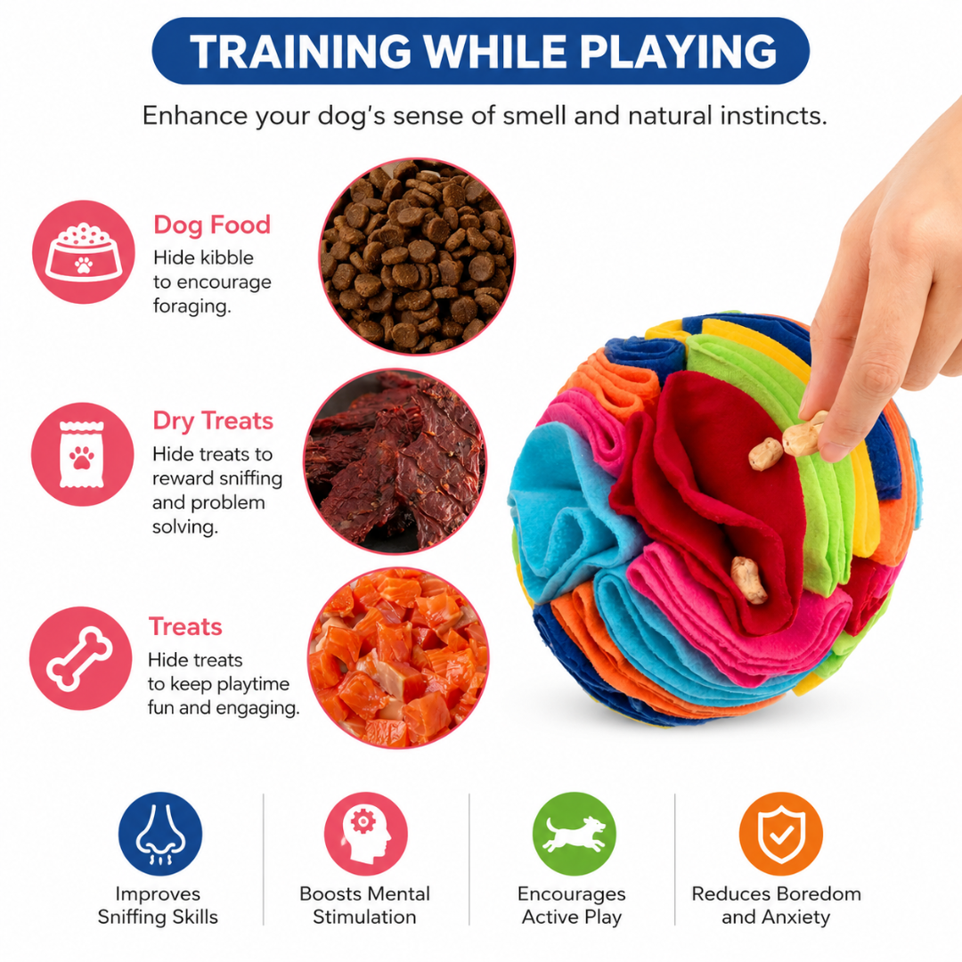 Portable Snuffle Ball Dog Puzzle Toy Soft Treat Hiding Toy for Interactive Play