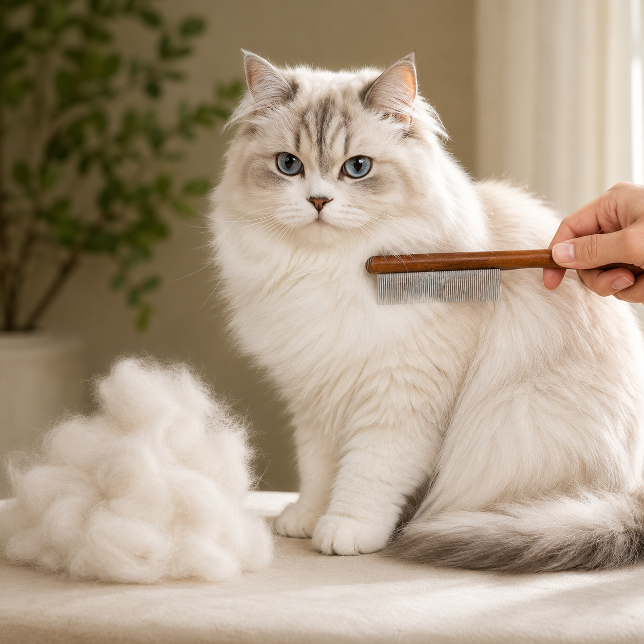 Cat Comb Cat Accessories Stainless Steel Pet Hair Remover Wooden Handle Solid Cat Hair Comb Pet Grooming Dog Brush Cleaning Tool - 20 cm x 4