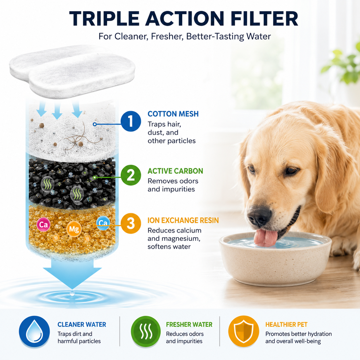 8 Pack Replacement Filters and Foam Sponges for Stainless Steel Pet Water Fountain