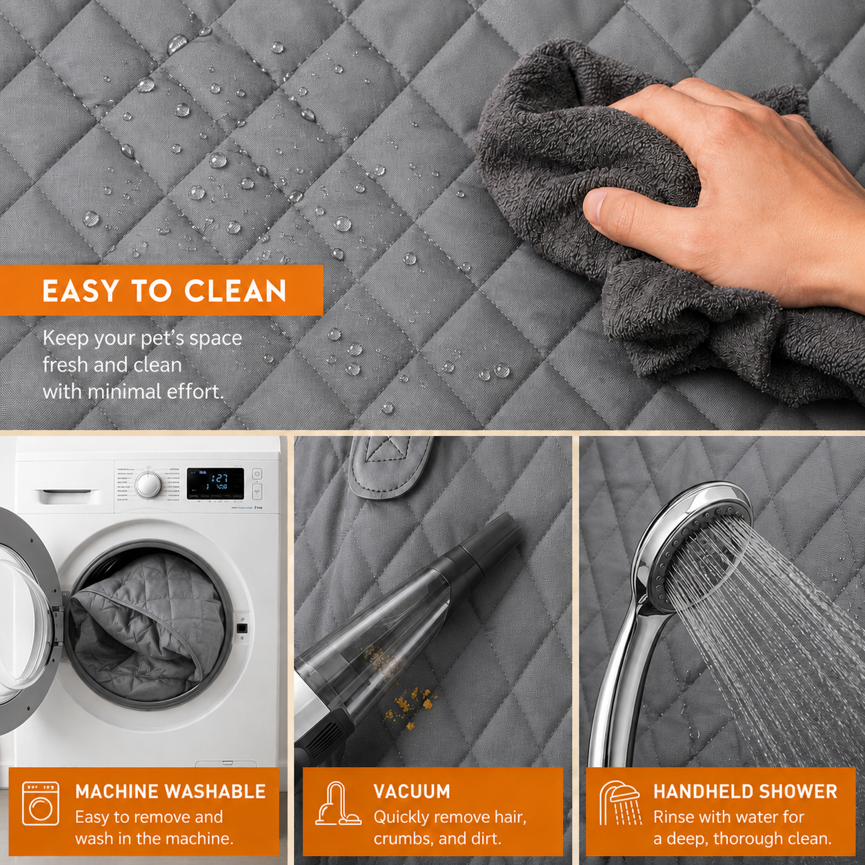 Portable Waterproof Pet Travel Hammock Rear Seat Protector for Dogs - Grey