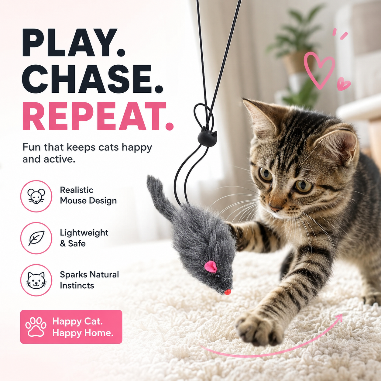Rat Mouse Hanging Elastic Door Clip Interactive Kitten Toy