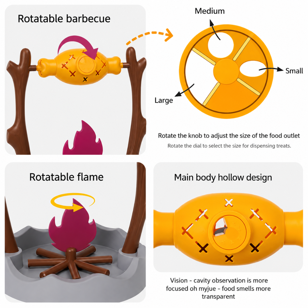 Interactive Pet Treat Dispenser Toy with 360 Degree Rotating Food Puzzle Design