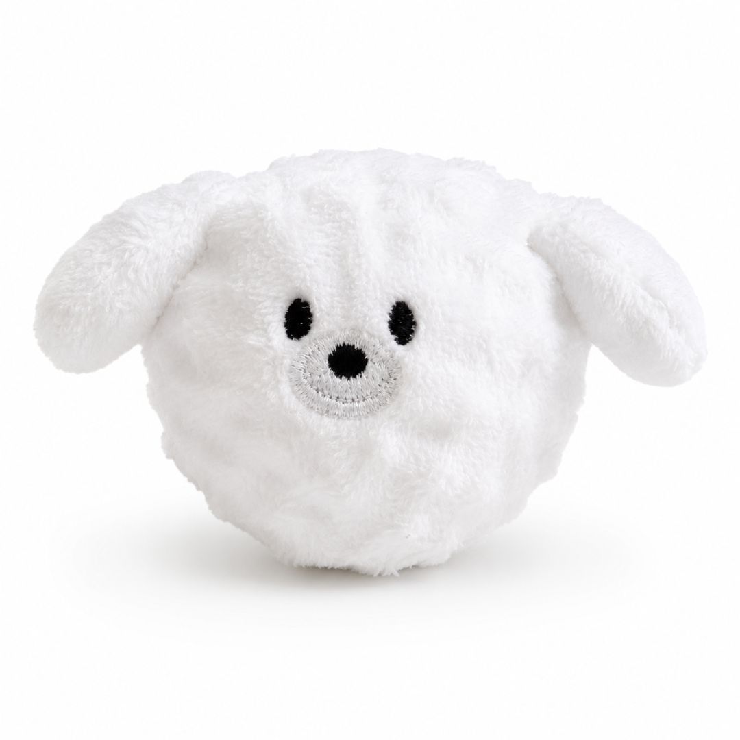 Interactive Squeaky Spiked Ball Toy for Small Dogs and Cats Soft Plush Chew Toy - White