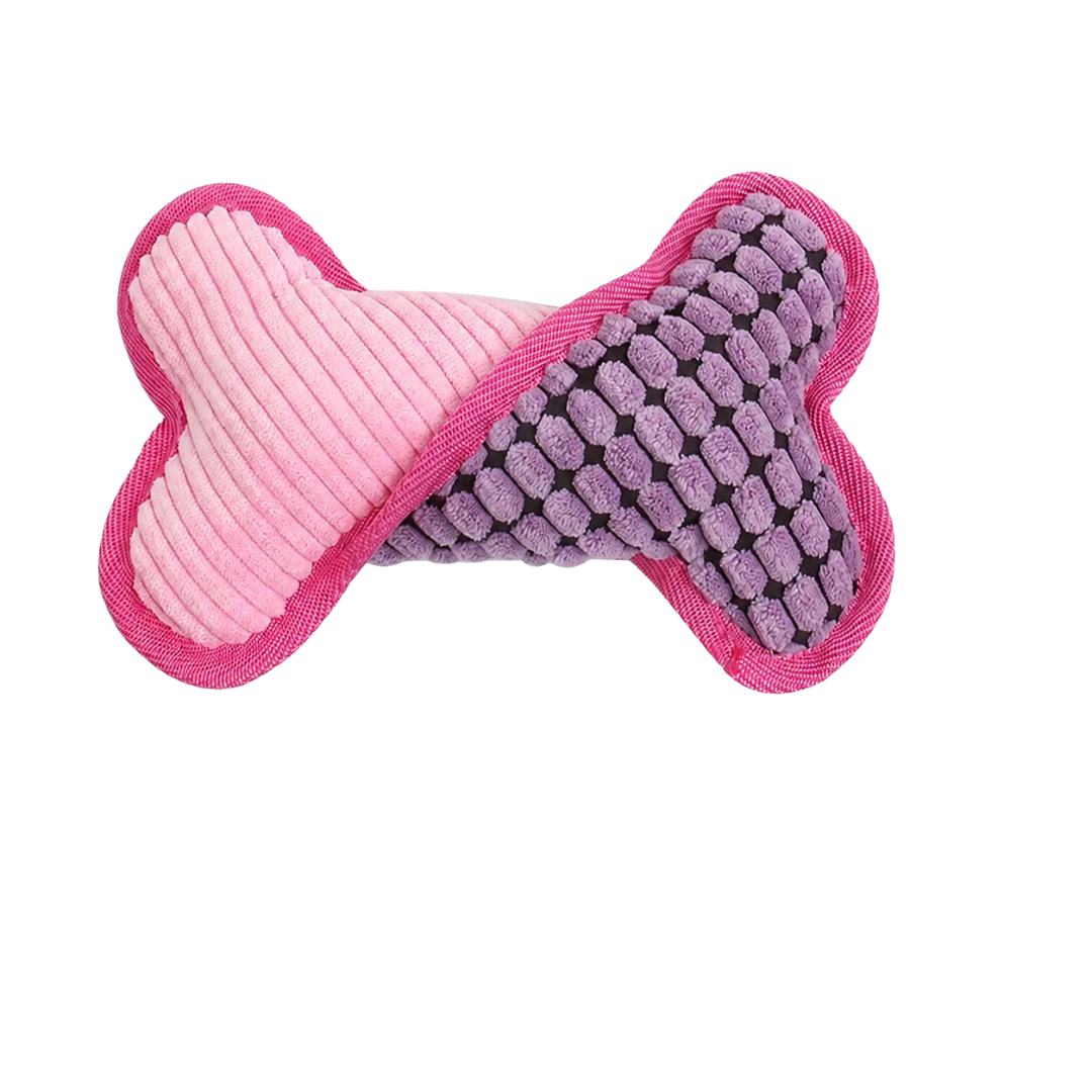 Soft Plush Bone Squeaky Dog Toy Interactive Chew Toy for Small Medium and Large Dogs
